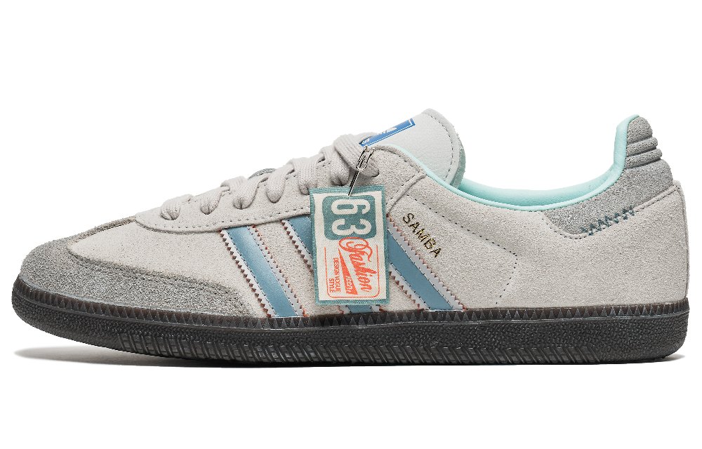 Adidas Originals SAMBA OG OG British Vintage Salted Milk Slip-Resistant Low-Top Skateboard Shoes Unisex Gray