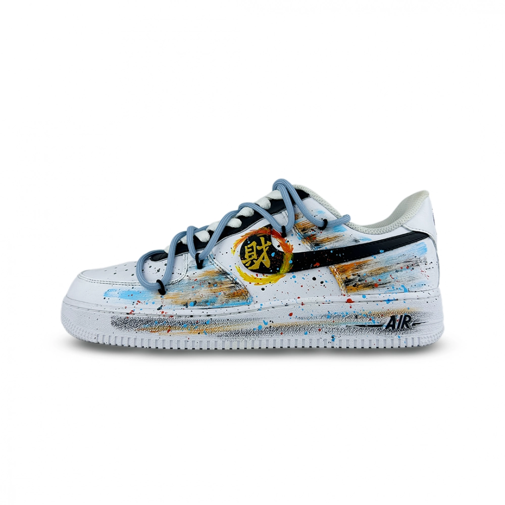Nike Air Force 1 Wealthy Graffiti Abrasion Resistant Low top Skateboard Shoes Unisex White