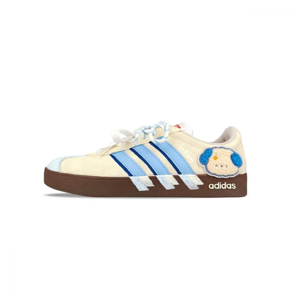 Adidas VL COURT 2.0 Cushioning, Wear Resistant Low top Skateboard Shoes Unisex Blue Apricot