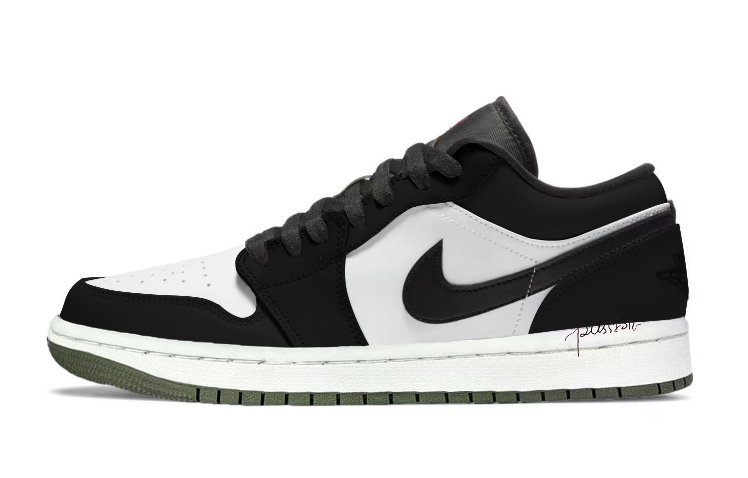 Jordan Air Jordan 1 Black White Abrasion Resistant Low top Vintage Basketball Shoes Unisex