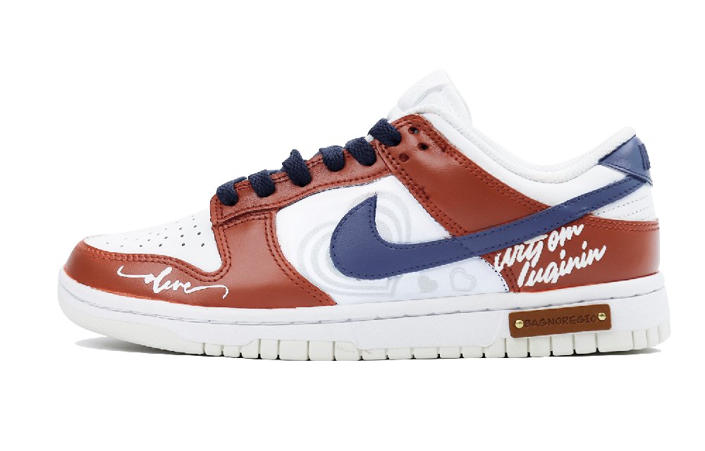 Nike Dunk Low White Sail Low-Top Skateboard Shoes Women's Red Blue