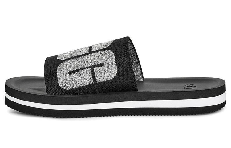 UGG Zuma Metallic Graphic Black Slippers Women's
