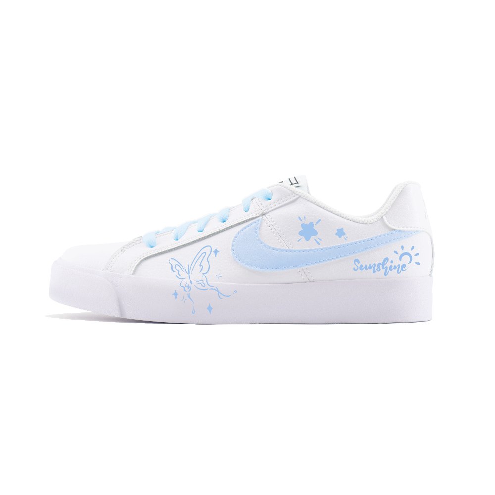 Nike Court Royale AC Abrasion Resistant Low Top Skateboard Shoes Women's White Blue
