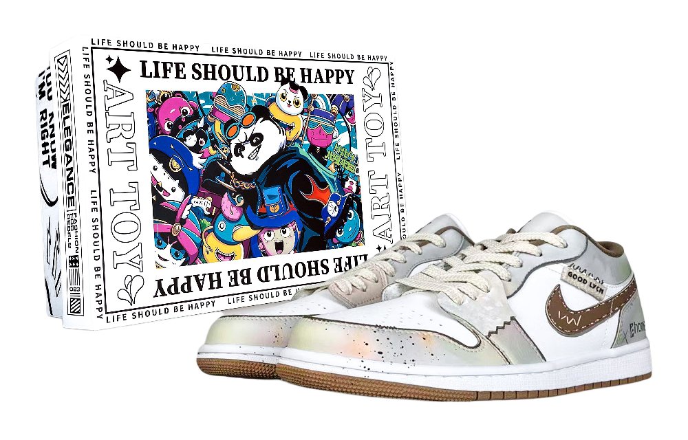 Jordan Air Jordan 1 Low Fantasy, Mocha Mousse Abrasion Resistant Low Top Vintage Basketball Shoes Women's White Brown