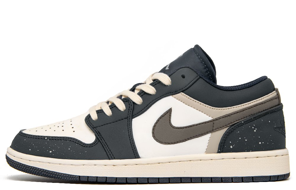 Jordan Air Jordan 1 Galactic Love Anti Slip Wear Resistant Low Top Vintage Basketball Shoes Men's Blue Brown