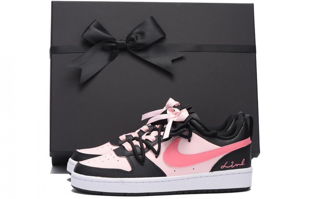 Nike Court Borough Low Chestnut Slip-Resistant Coverage Low-Top Skateboard Shoes GS Black Pink