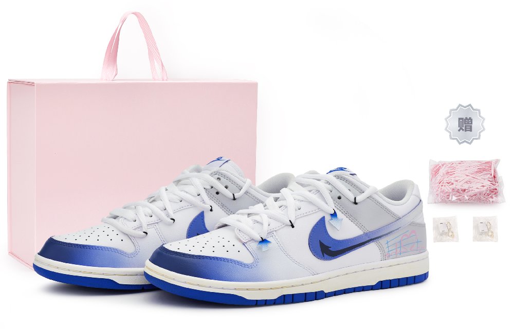 Nike Dunk Low 811 Manufacturing Heart-Fluttering Special Shoe Box Low-Top Skateboard Shoes Men's Blue And White Silver