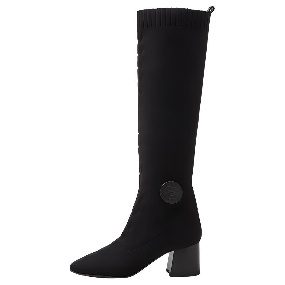HERMES Knee-high Boots Women's Black