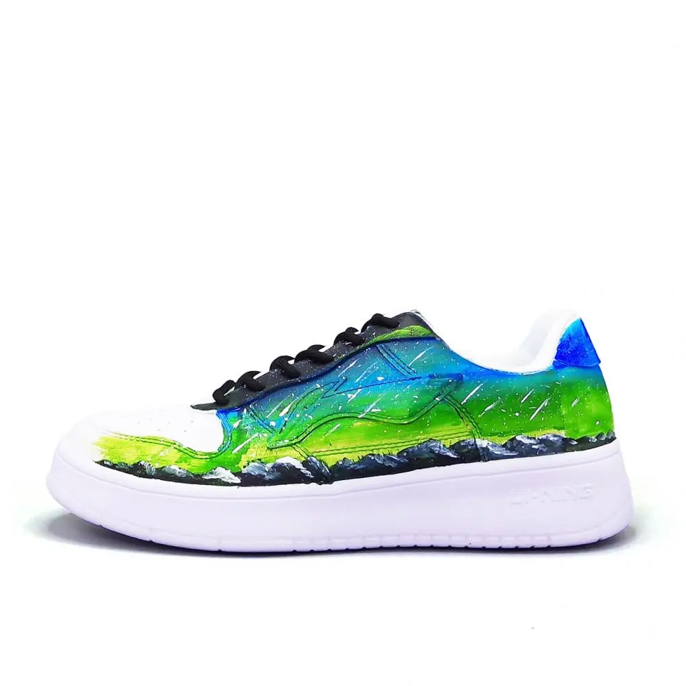 LiNing Pontoon Boats Abrasion Resistant, Lightweight, And Breathable Low top Skateboard Shoes Unisex Green