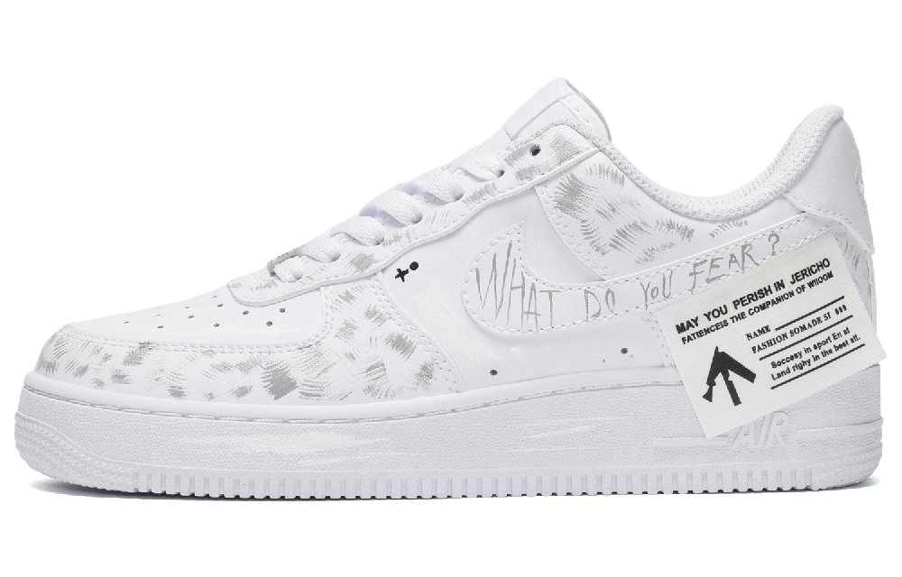 Nike Air Force 1 Low CUS ID FEAR Low-Top Skateboard Shoes Men's White Black