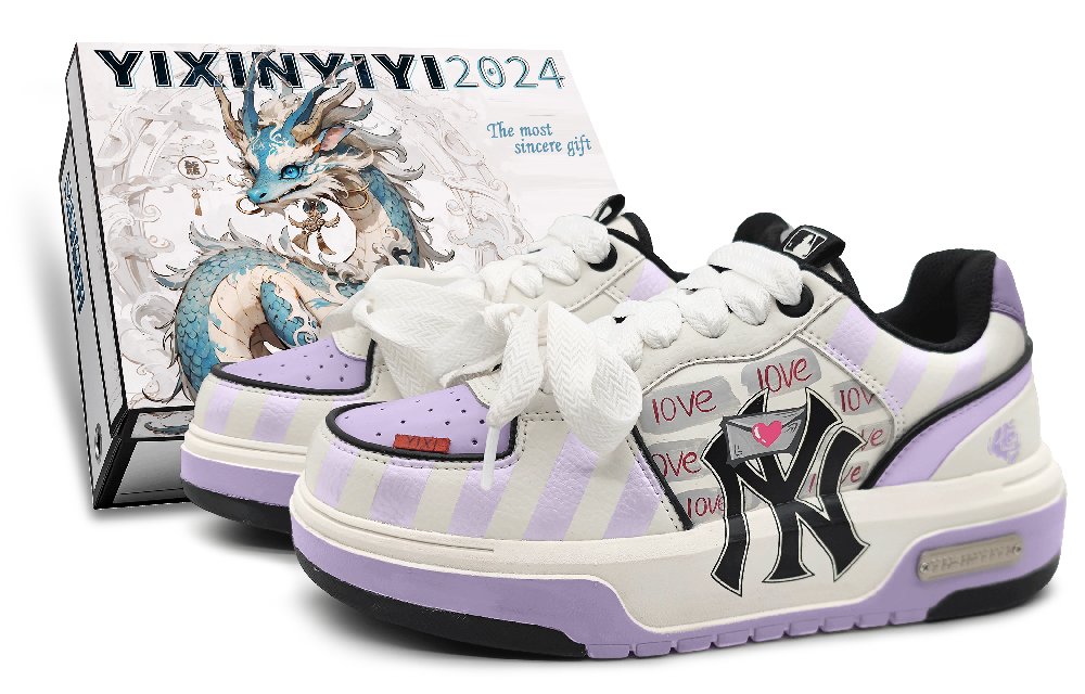 MLB Chunky Liner Low-Top Skateboard Shoes Unisex White Purple