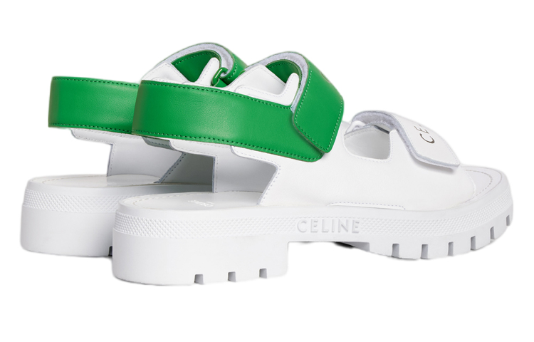 CELINE Leo Strap Sandals Women's White Green