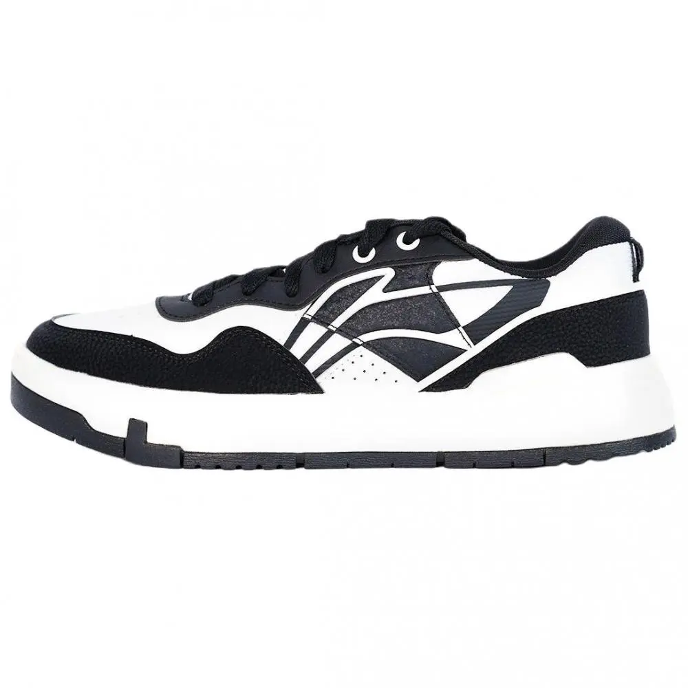 LiNing Common 80s Abrasion Resistant Height Increasing Slip Resistant Low Top Skateboard Shoes Women's Black White