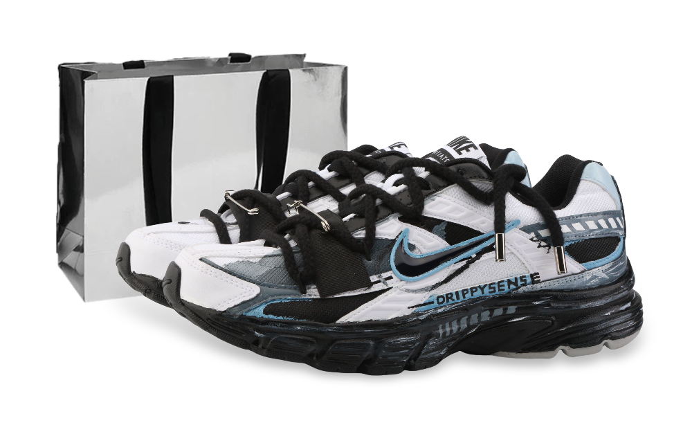 Nike Initiator Cushioning Abrasion Resistant Breathable Low Top Running Shoes Unisex Black White Blue