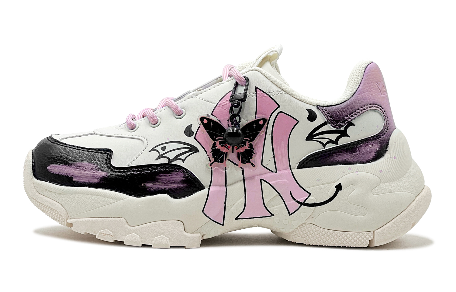 MLB Big Ball Chunky Moisture-wicking Low-Top Chunky Sneakers Unisex Black Pink White