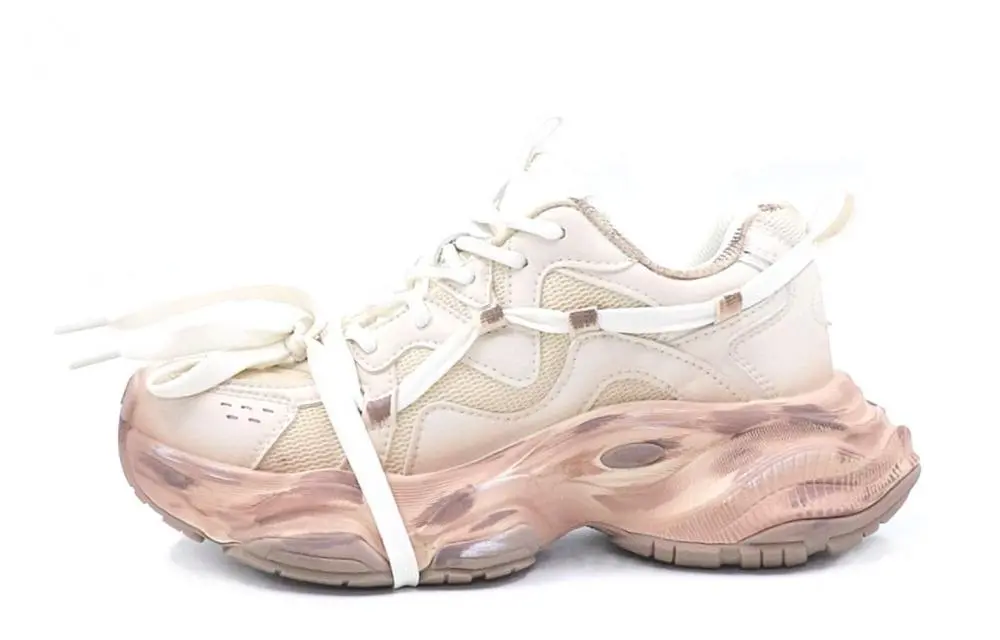 Kappa Anti-Slip Wear-Resistant Low-Top Chunky Sneakers Women's Ecru