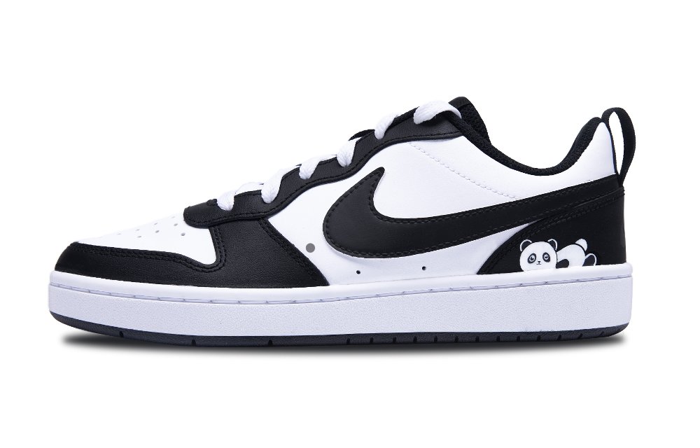 Nike Court Borough Panda Non-slip Lightweight Low-Top Skateboard Shoes GS Black White