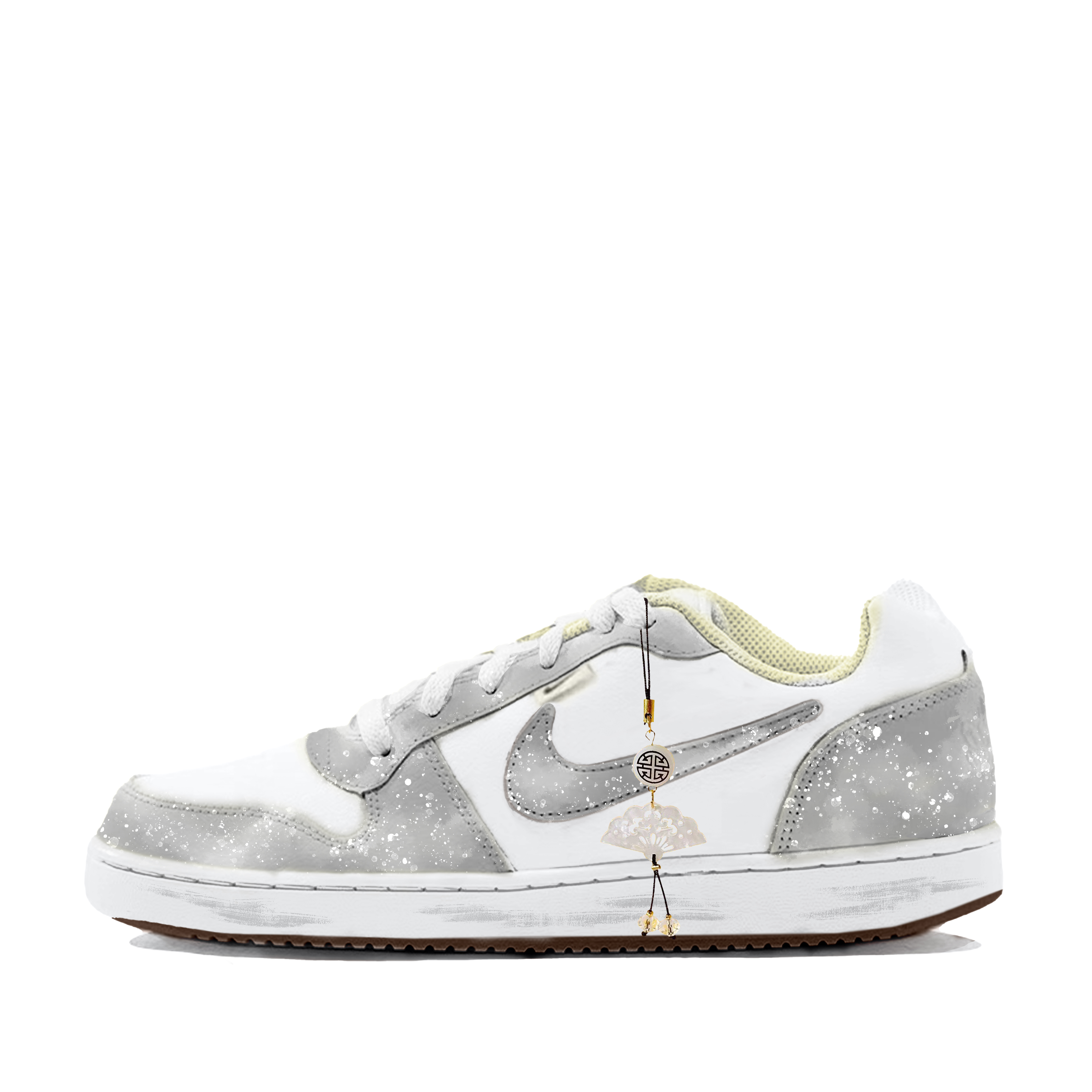 Nike EBERNON Ink Feather Cushioning And Breathable Low top Skateboard Shoes Men's Gray White