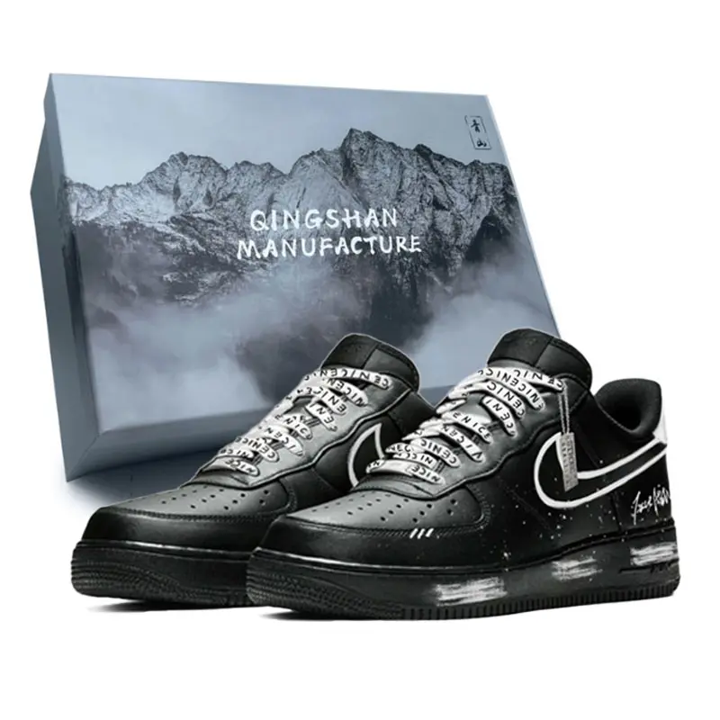 Nike Air Force 1 Black Warrior, White Space, Box Abrasion Resistant Balance Low top Skateboard Shoes Unisex Black