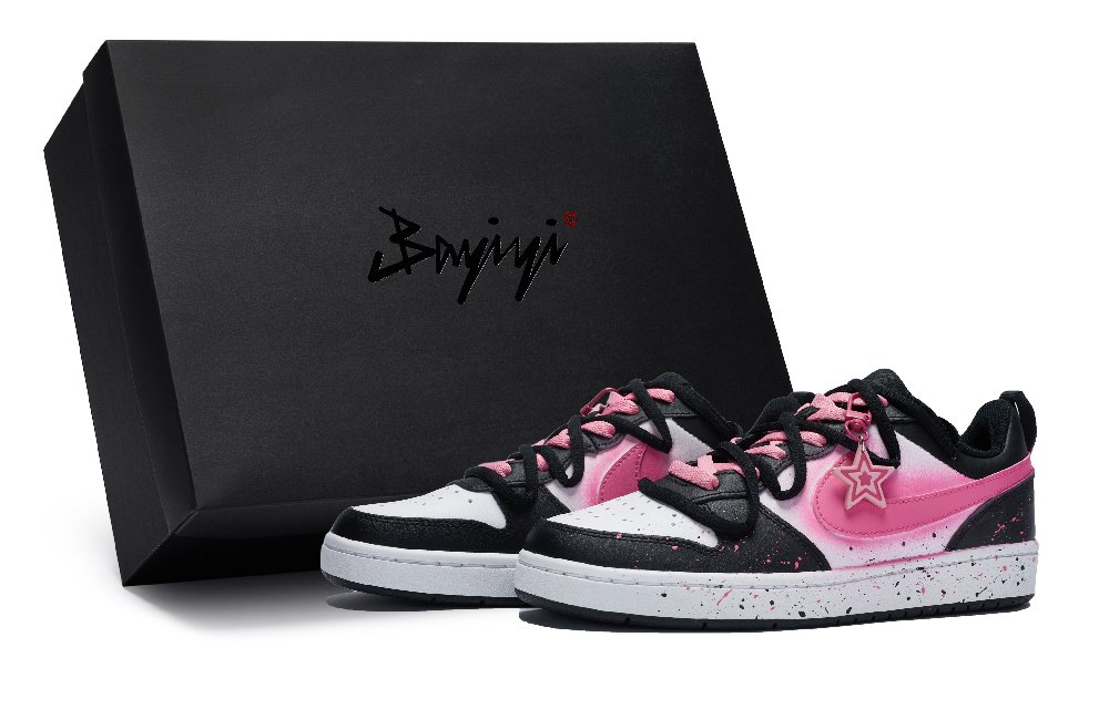 Nike Court Borough 811 Manufacture Peach Explosion Special Shoe Box Low-Top Skateboard Shoes Women's Black White Pink