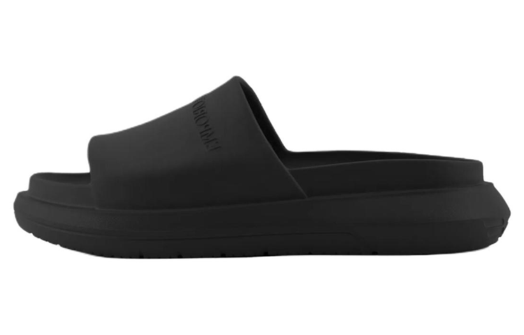 EMPORIO ARMANI Logo-embossed Flatform Slides