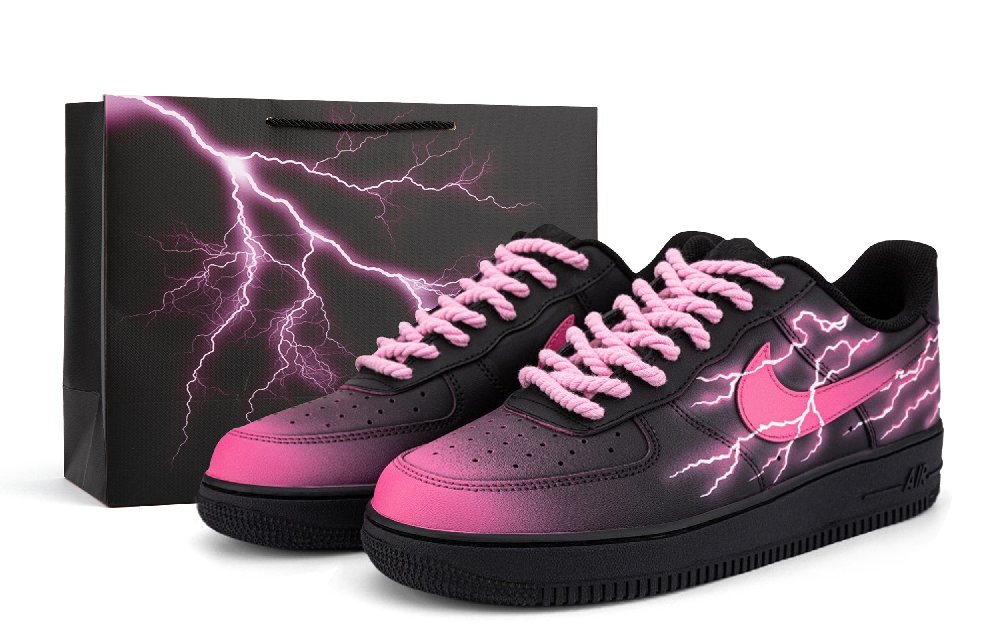 Nike Air Force 1 Anti-Slip Wear-Resistant Low-Top Skateboard Shoes Women's Black Pink