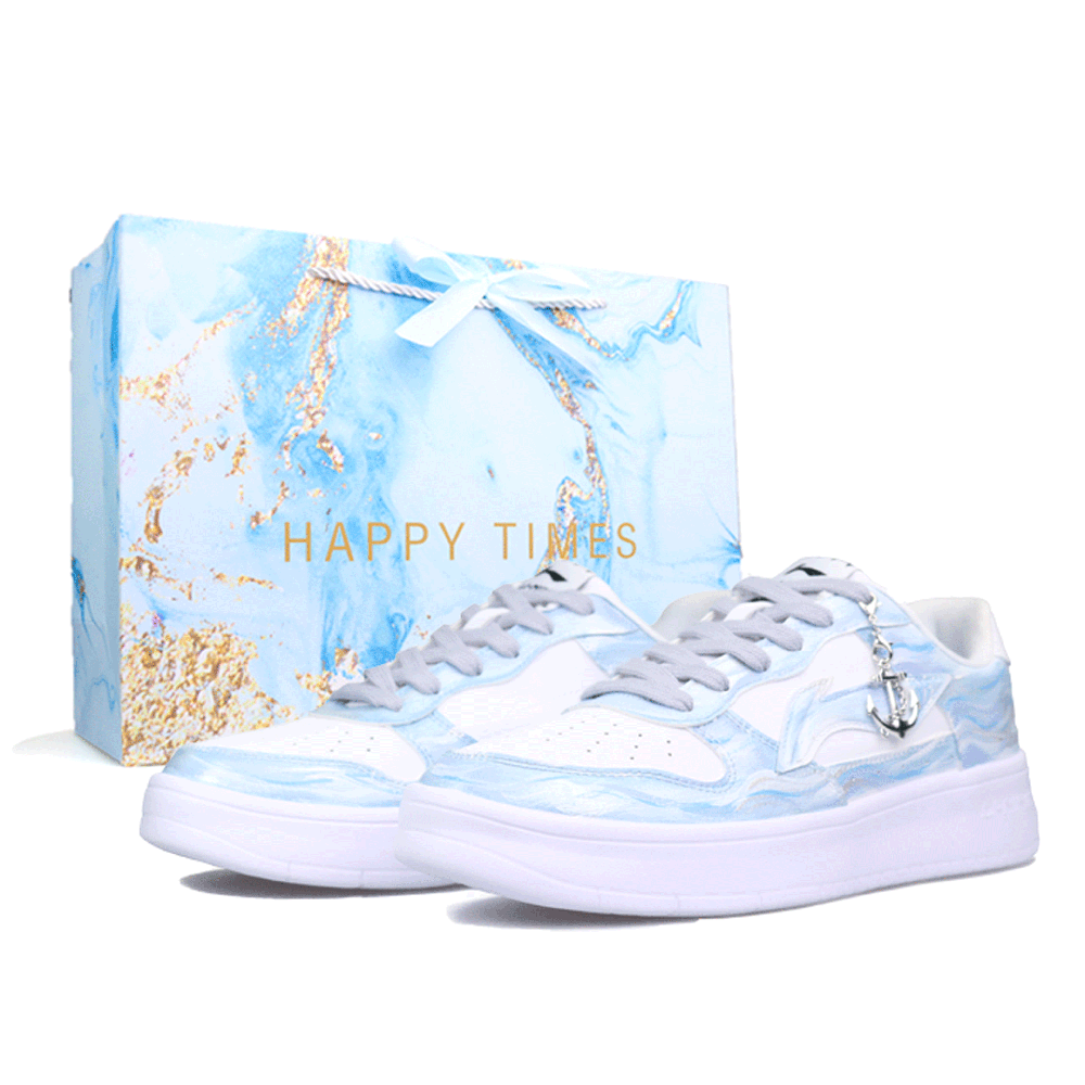 LiNing Pontoon Boats Slip Resistant, Abrasion Resistant, Lightweight Low Top Skateboard Shoes Unisex Light Blue