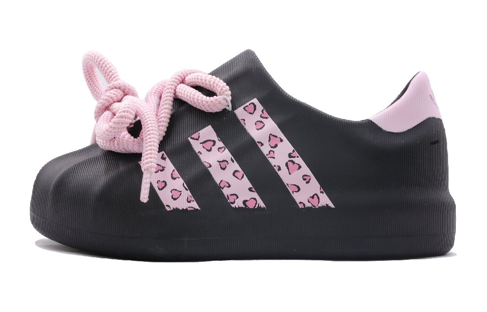 Adidas Originals AdiFOM Superstar Leopard Print Sweetheart Slip Resistant Low Top Casual Shoes Unisex Black Pink