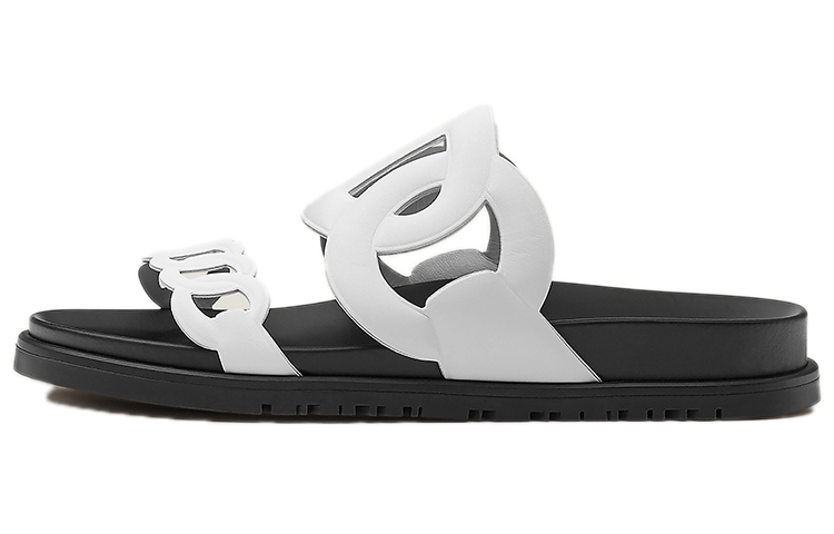 HERMES Slip Resistant Slide Slippers Women's Black White