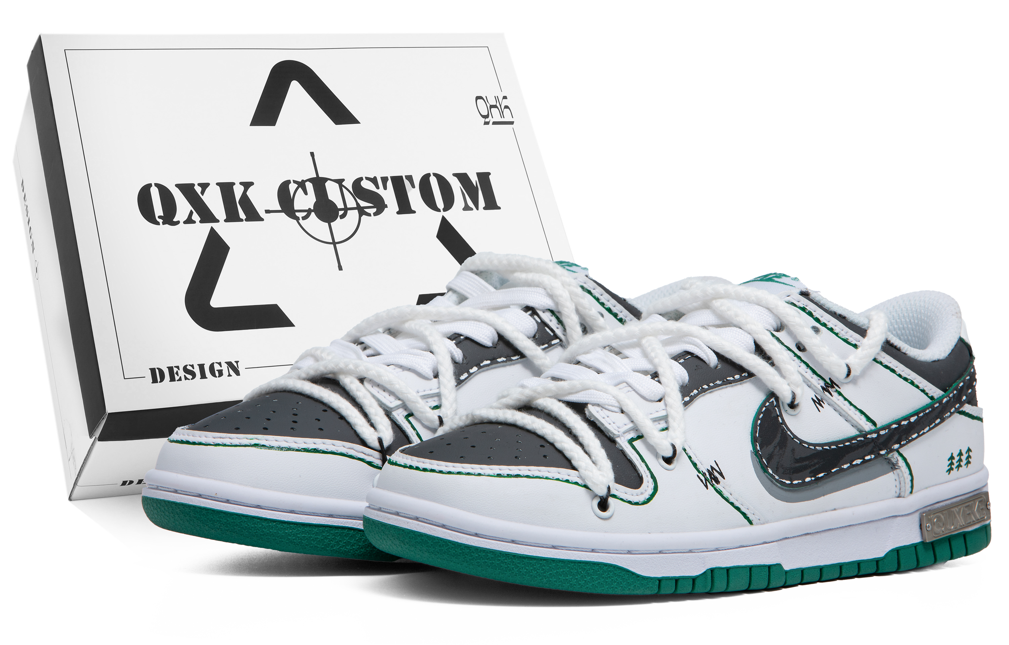 Nike Dunk Jungle Stroll Special Shoe Box Anti-Slip Wear-Resistant Low-Top Skateboard Shoes Men's White Green