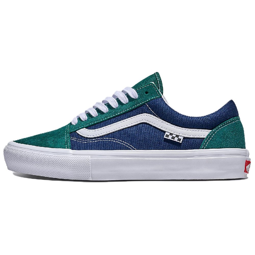 Vans Old Skool Anti Slip Wear Resistant Low Top Skateboard Shoes Unisex Blue Green