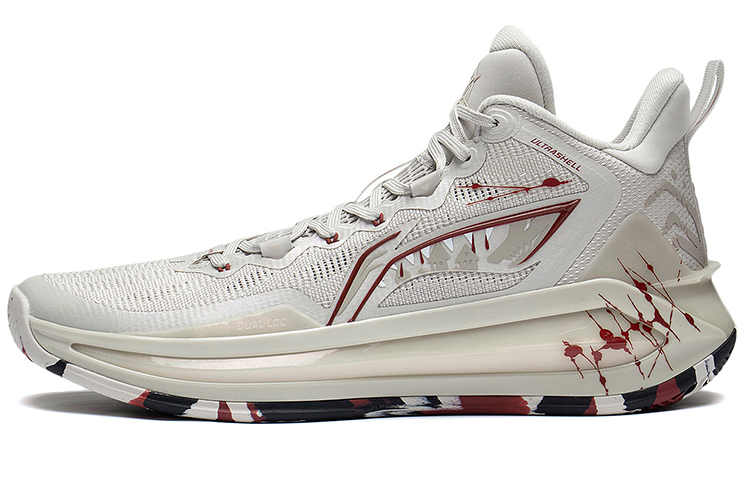 LiNing Liren 3 Slip Resistant Support Rebound Mid top BOOM Technology Basketball Shoes Men's Gray Red Werewolf
