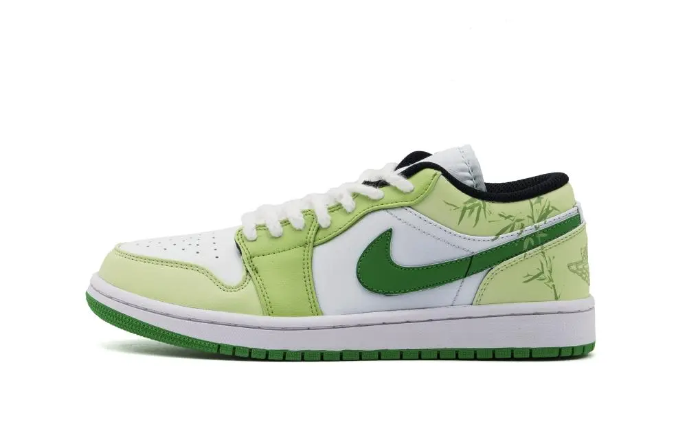 Jordan Air Jordan 1 Abrasion Resistant Low top Vintage Basketball Shoes Unisex Green