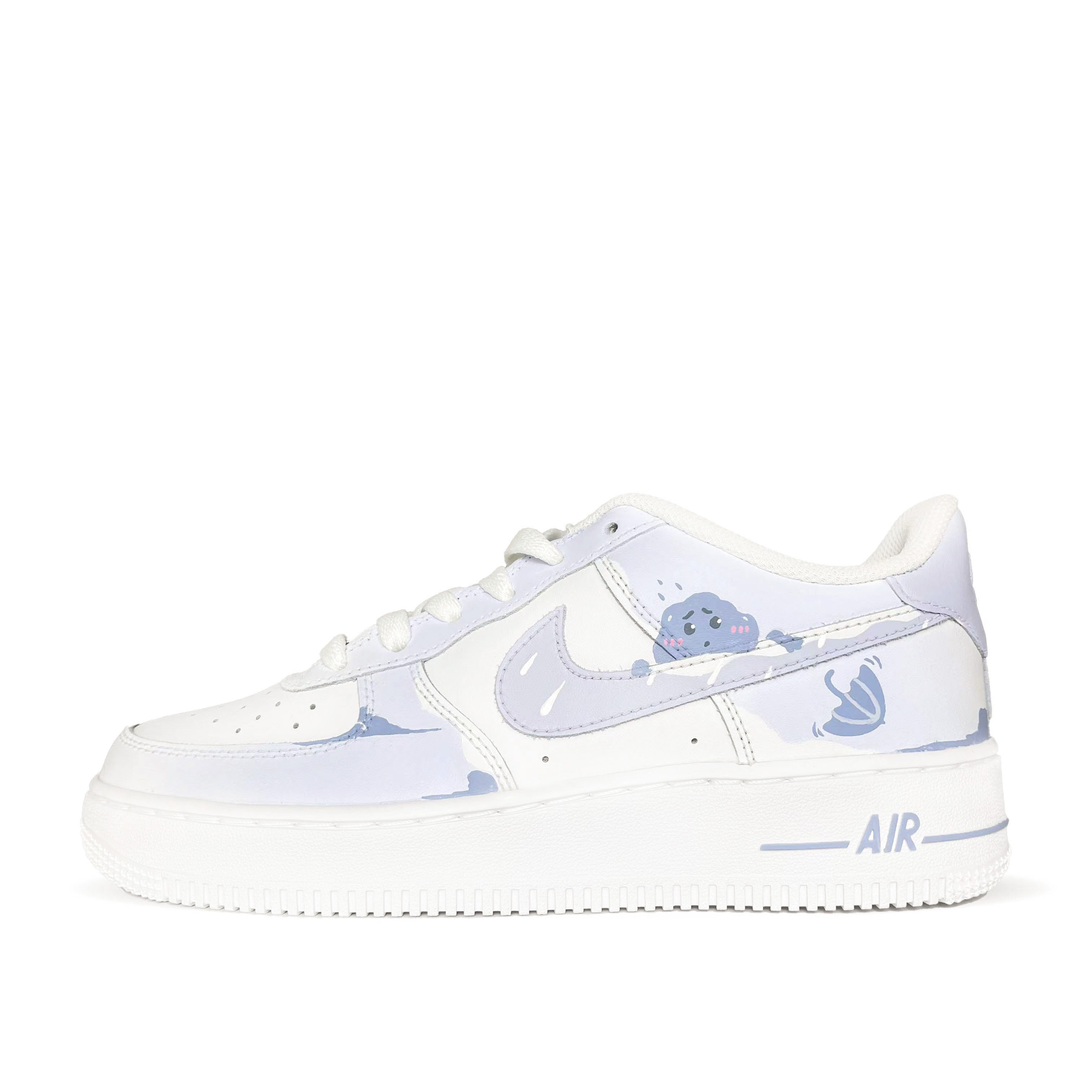 Nike Air Force 1 Small Dark Clouds Low top Skateboard Shoes For Women's GS Blue White