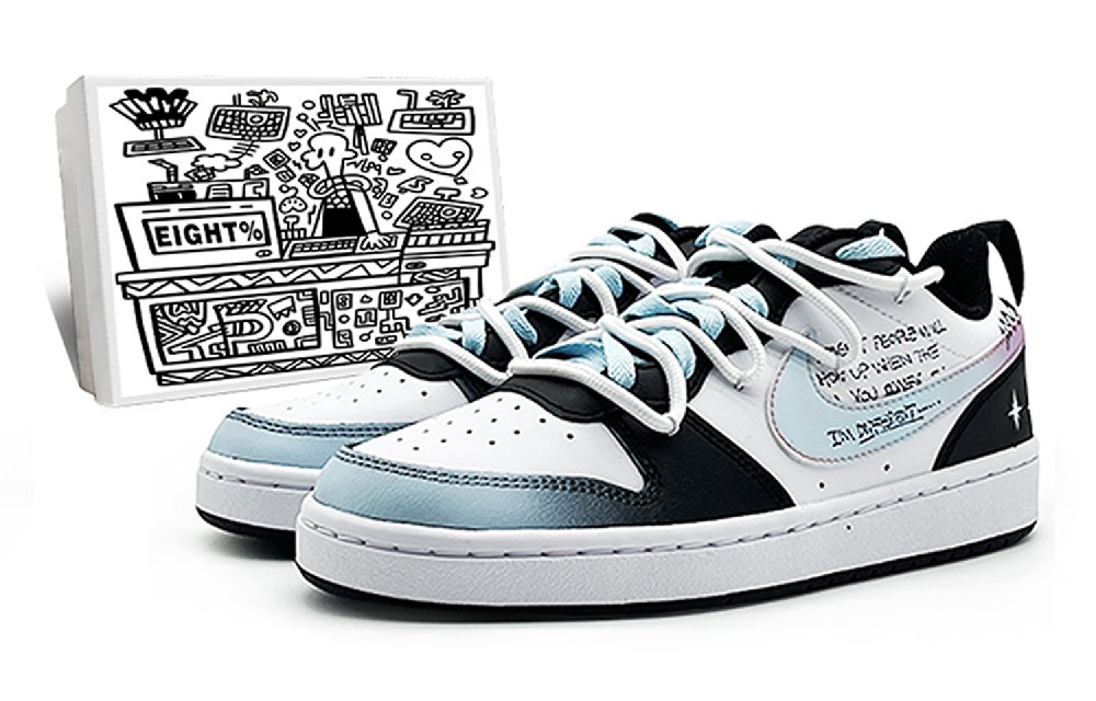 Nike Court Borough Low 2 Slip-Resistant Low-Top Skateboard Shoes GS Blue Black