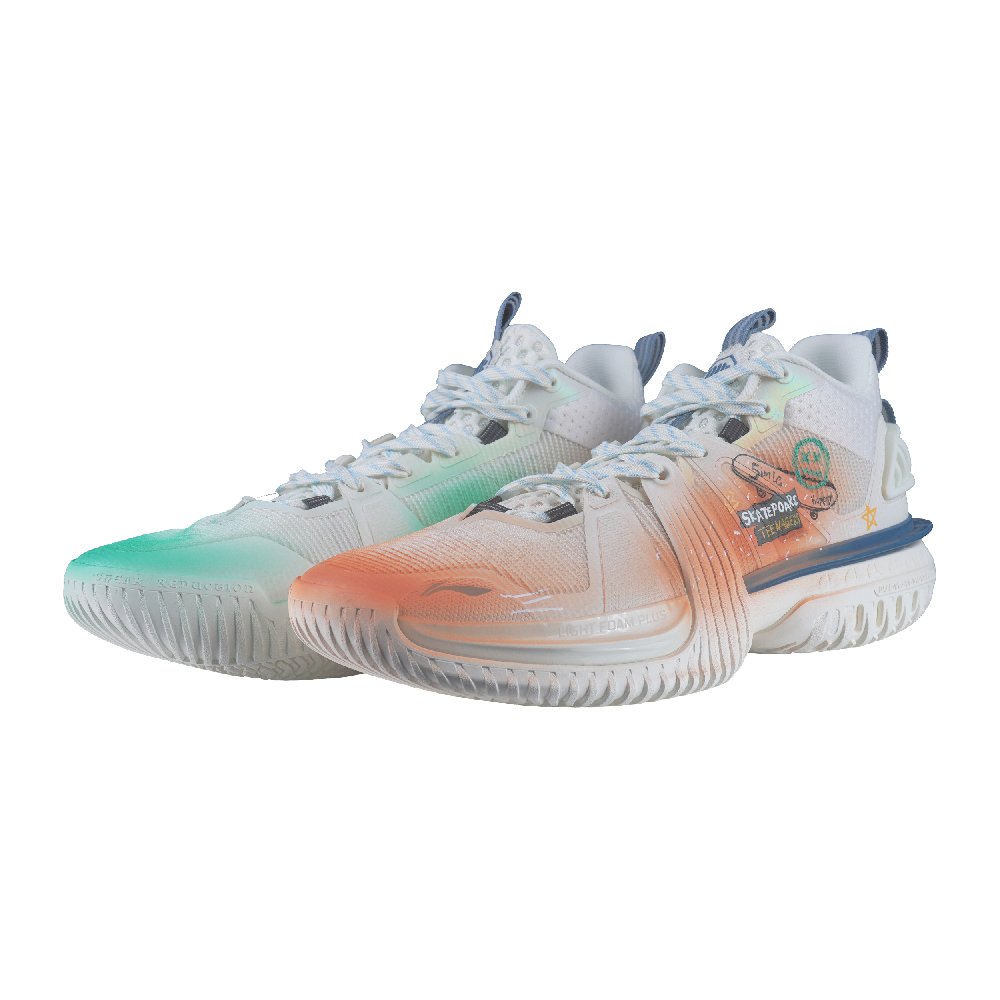 LiNing Storm 2024 Abrasion Resistant Shock Absorbers Low Top Basketball Shoes Men's Orange Green Mismatched