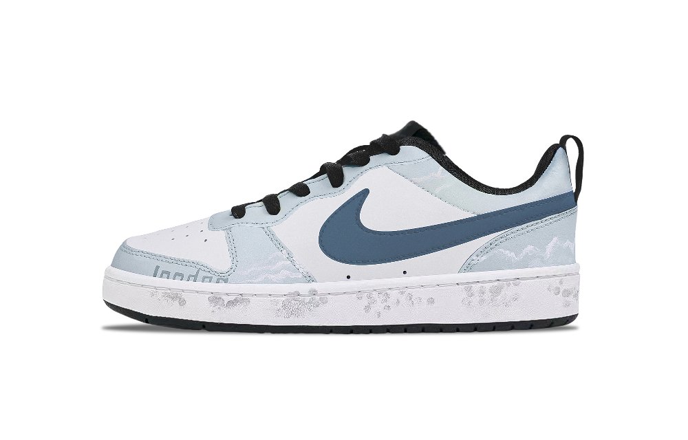 Nike Court Borough Wear-Resistant Support Low-Top Skateboard Shoes GS Blue Cyan White