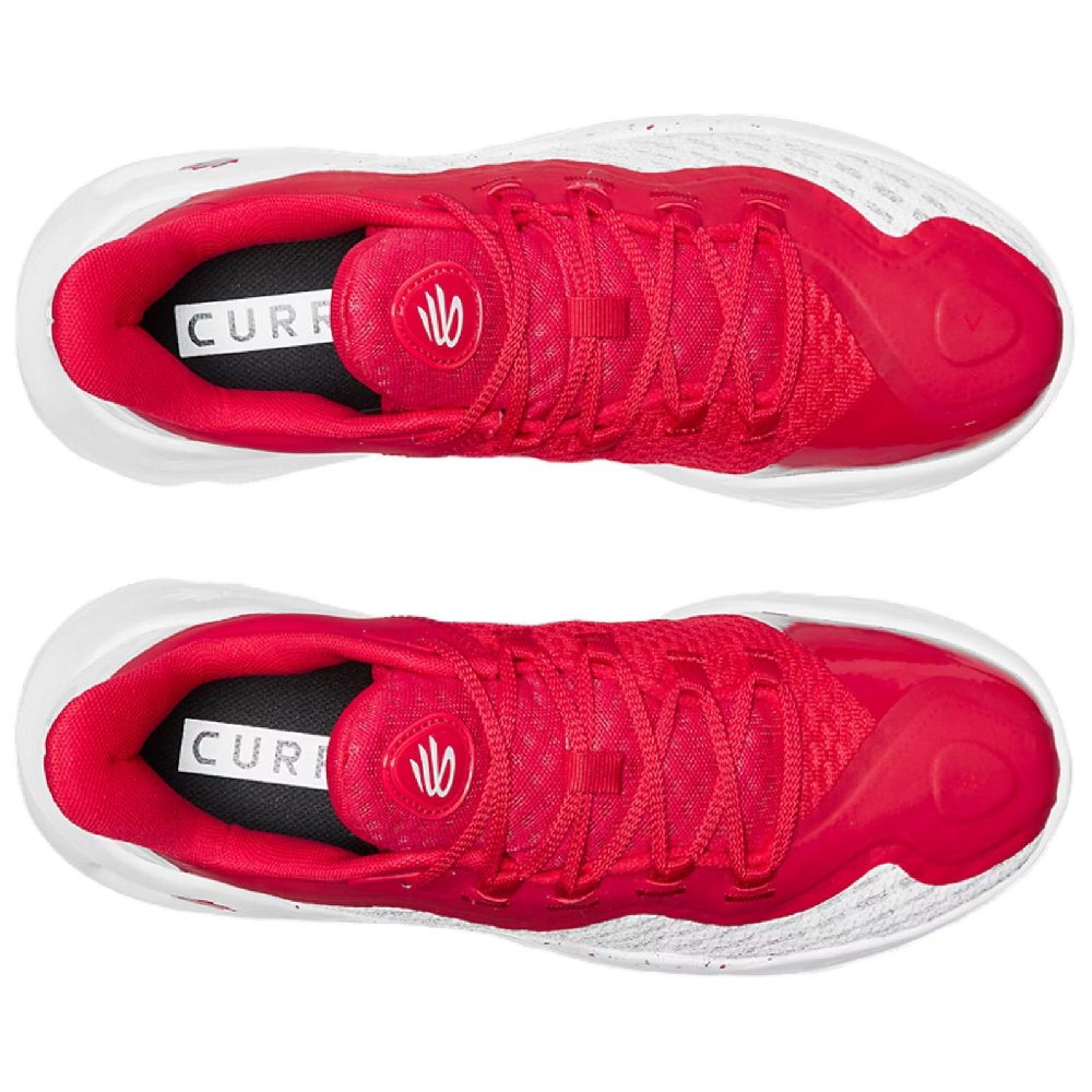 Under Armour Curry 11 Anti Slip Wear Resistant Low Top Basketball Shoes Unisex White Red