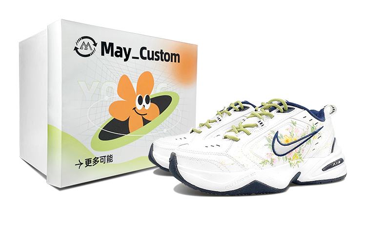 Nike Air Monarch 4 Low-Top Chunky Sneakers Unisex White Green