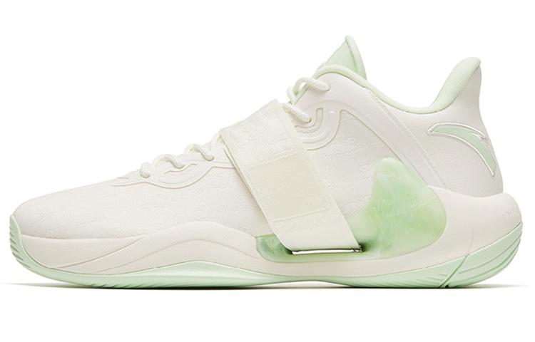 ANTA Water Flower 4 Basketball Shoes Men Low Top Ivory White/Bright Aqua Green