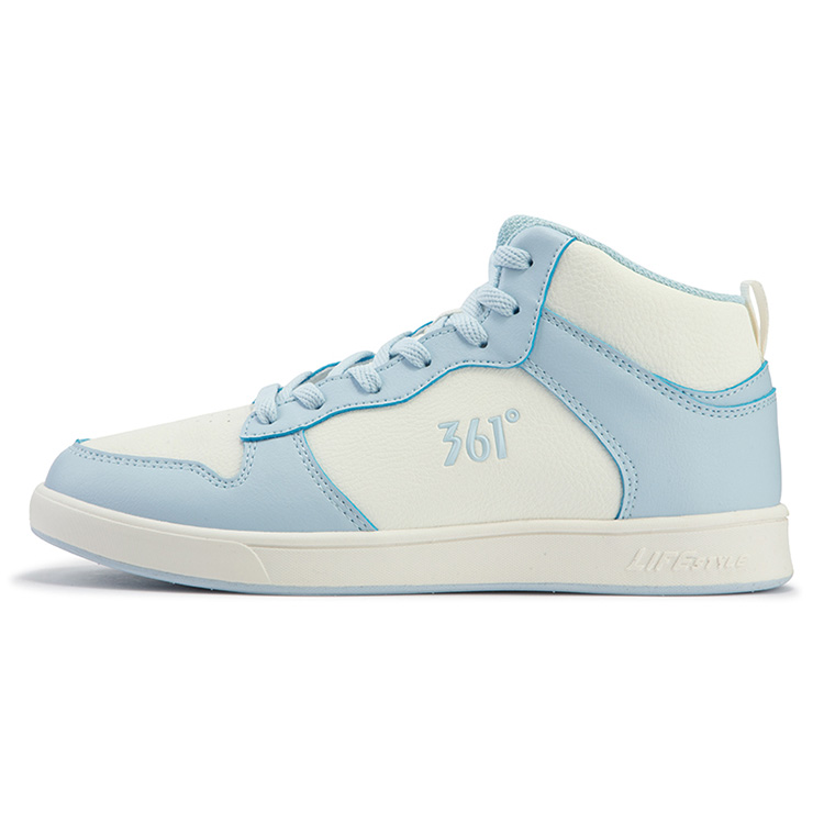 361° Air Force One Anti Slip Wear Resistant Mid Top Skateboard Shoes Women's White Blue