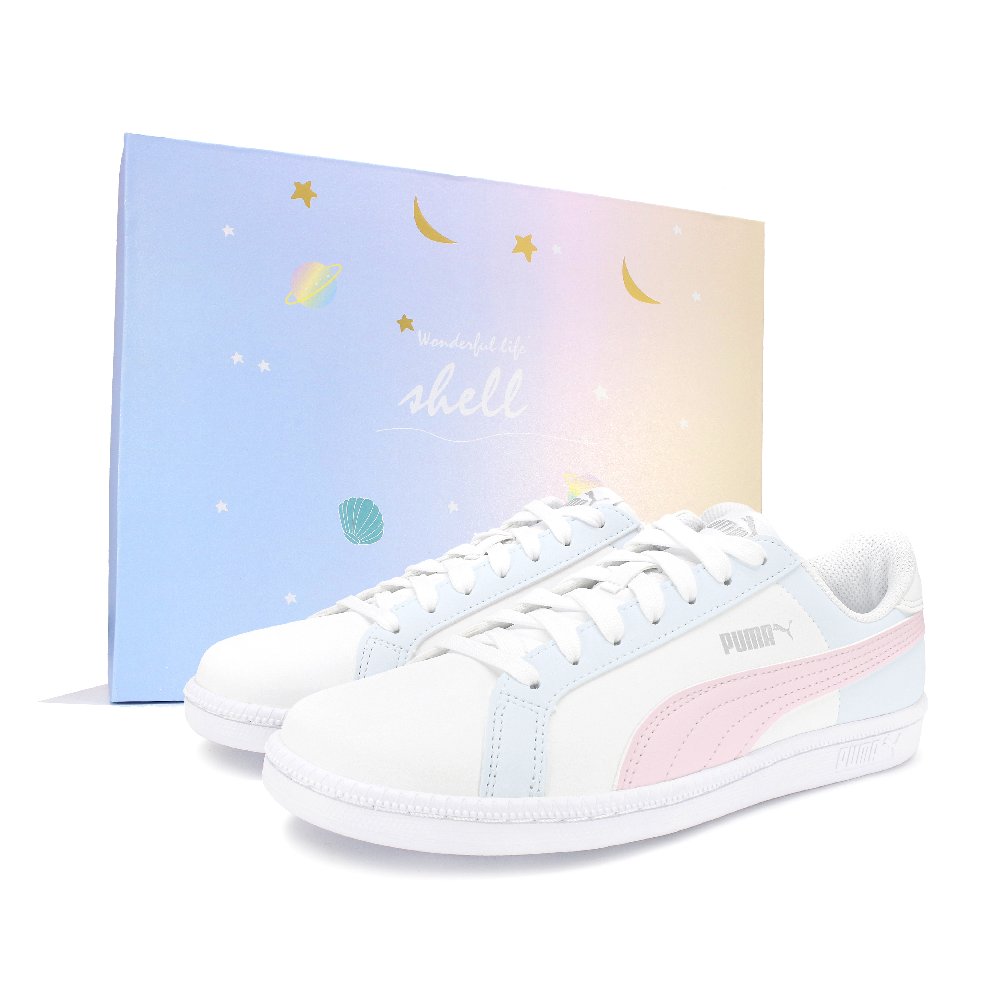 PUMA Smash Lightweight Low top Skateboard Shoes Unisex Blue Pink White