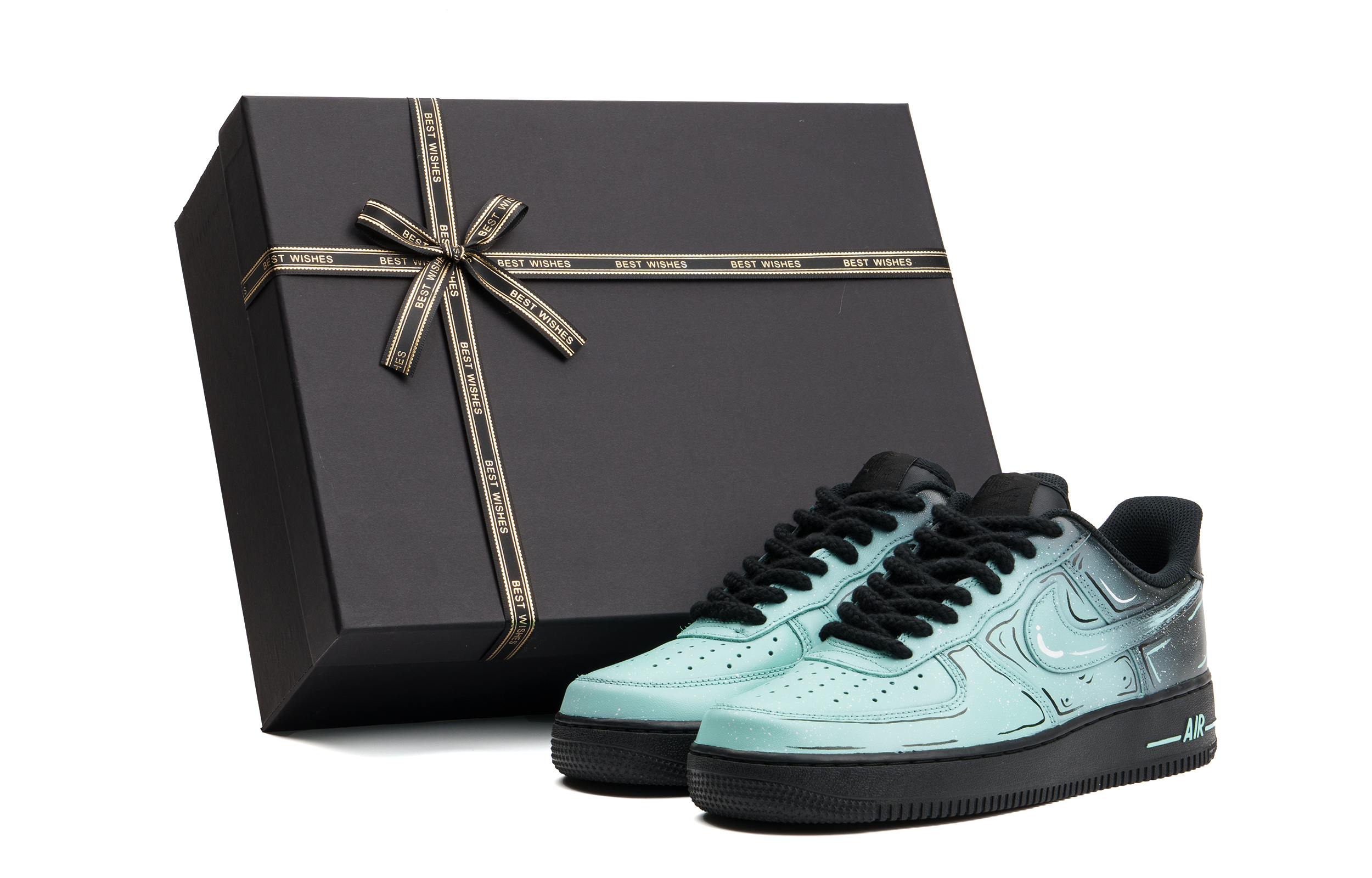 Nike Air Force 1 Cushioning Impact Resistance Low top Skateboard Shoes Unisex Black Green