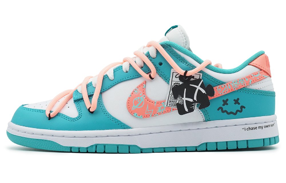Nike Dunk Anti-Slip And Wear-Resistant Lightweight Low-Top Skateboard Shoes Unisex Blue White Pink