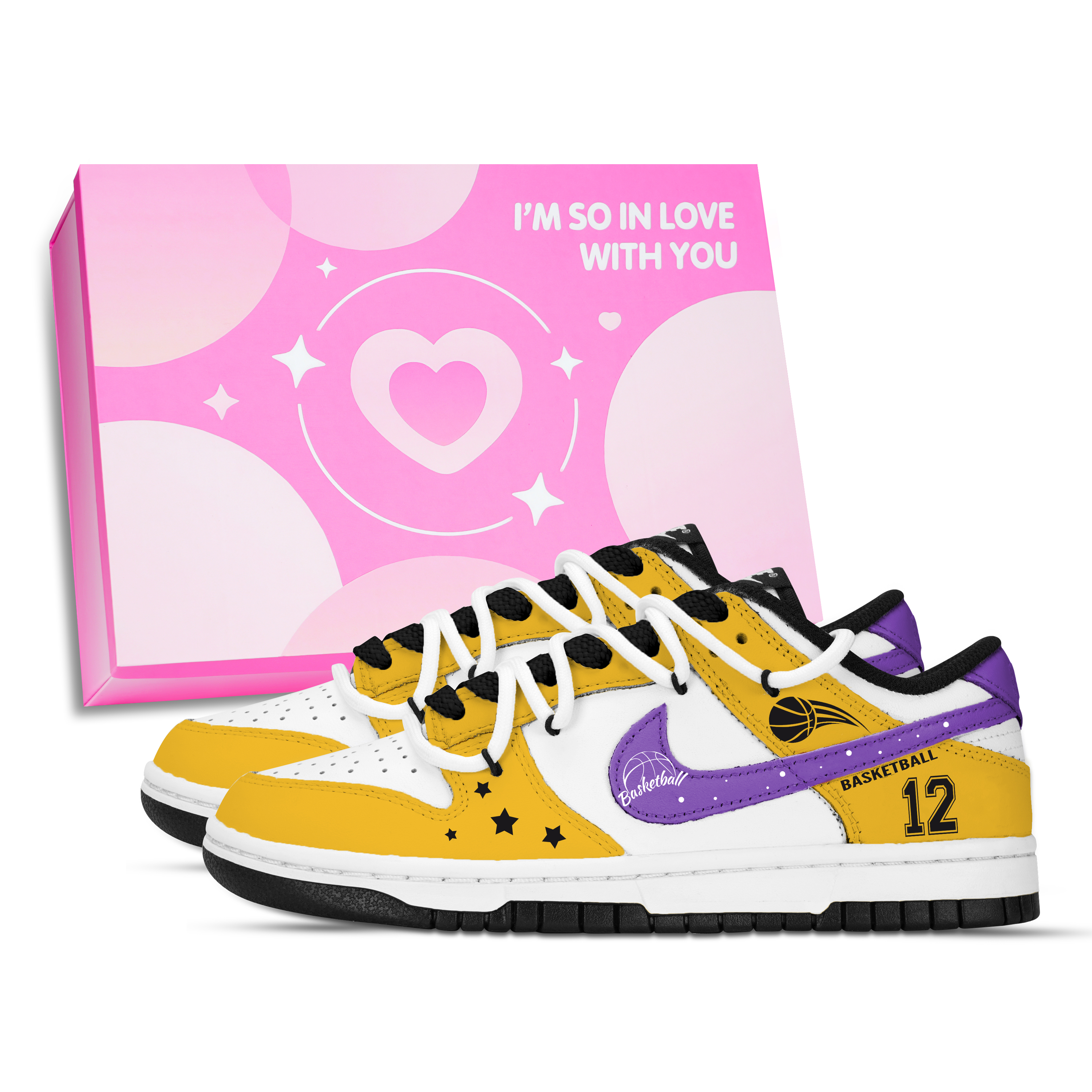 Nike Dunk Flame Abrasion Resistant Slip Resistant Low top Skateboard Shoes Unisex Yellow Purple White