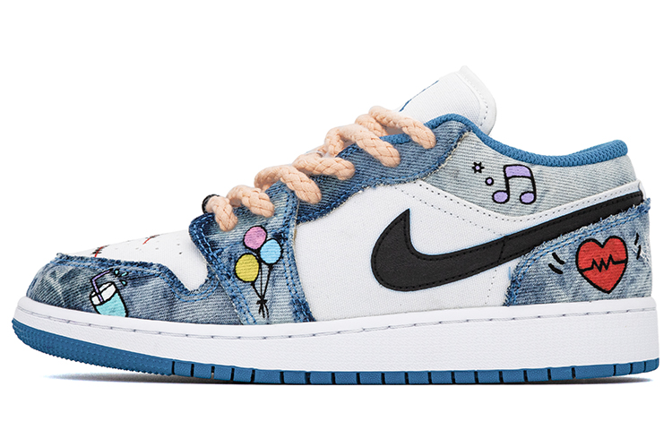 Jordan Air Jordan 1 Anti Slip And Wear Resistant Lightweight Low Top Vintage Basketball Shoes Women's White
