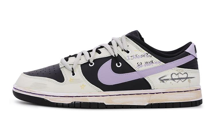 Nike Dunk Anti Slip Wear Resistant Low Top Skateboard Shoes GS Black White