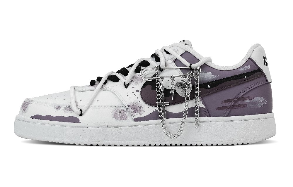 Nike Court Vision 1 Devils Anti Slip Wear Resistant Low Top Skateboard Shoes Men's White Purple