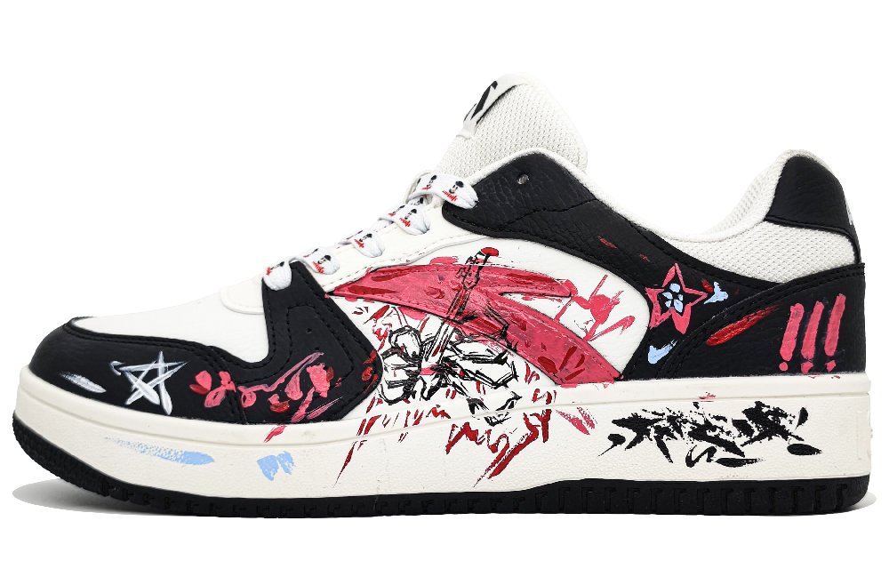 Anta Life Collection Anti-Slip And Wear-Resistant Lightweight Low-Top Skateboard Shoes Unisex Black White Red