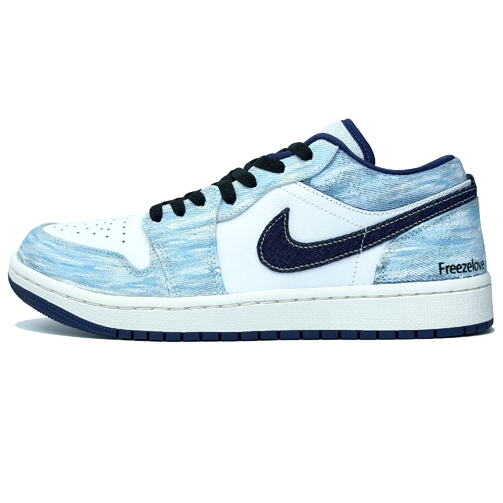 Jordan Air Jordan 1 Abrasion Resistant Low Top Vintage Basketball Shoes Men's White Blue